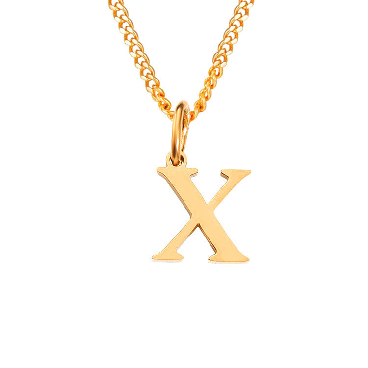 Colar de Aço Inoxidável com 26 Letras (Banhado a Ouro 14K)