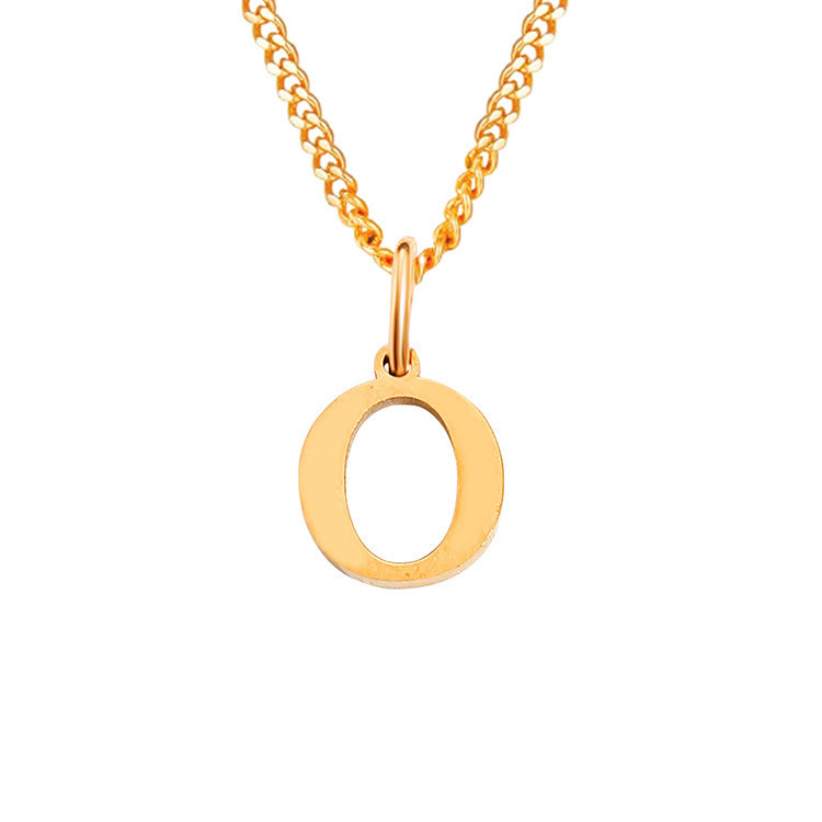 Colar de Aço Inoxidável com 26 Letras (Banhado a Ouro 14K)