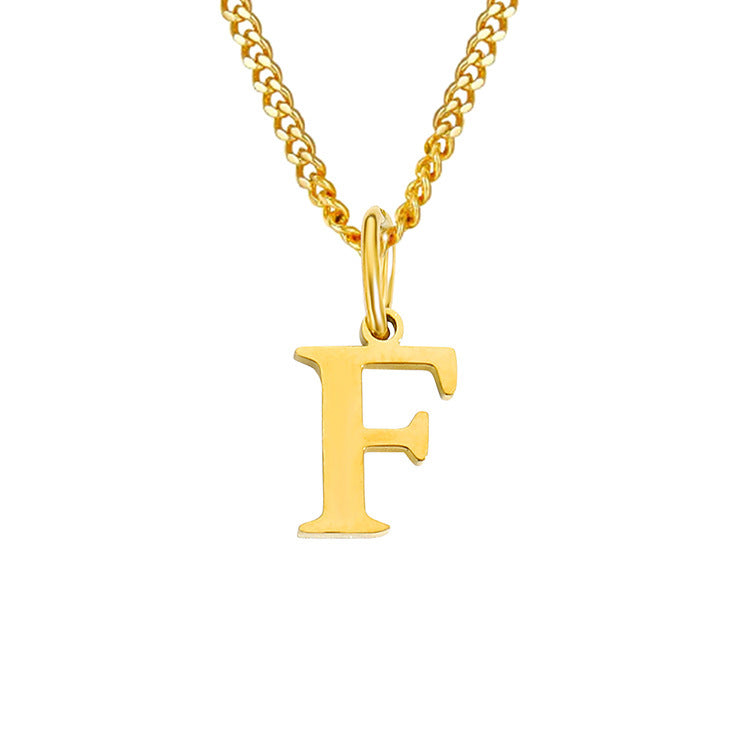 Colar de Aço Inoxidável com 26 Letras (Banhado a Ouro 14K)