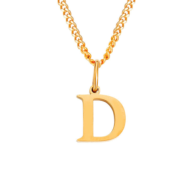 Colar de Aço Inoxidável com 26 Letras (Banhado a Ouro 14K)