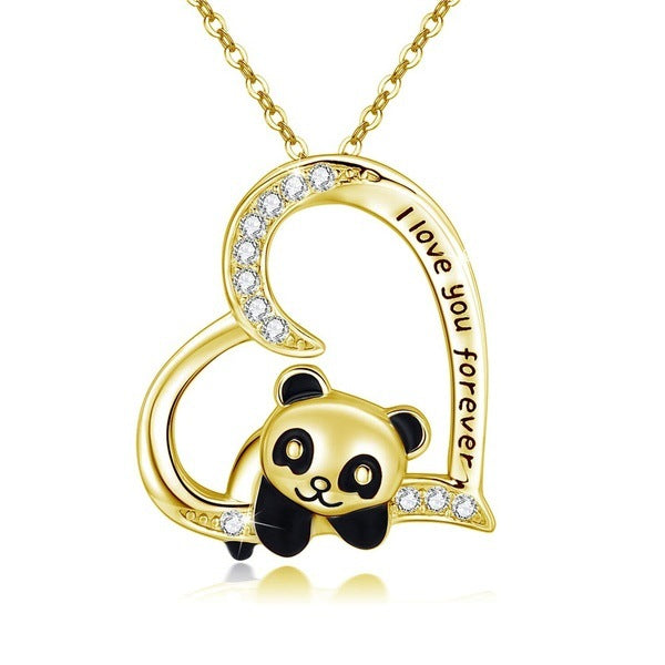 Colar com Pingente de Panda em Prata 925 e Cristal