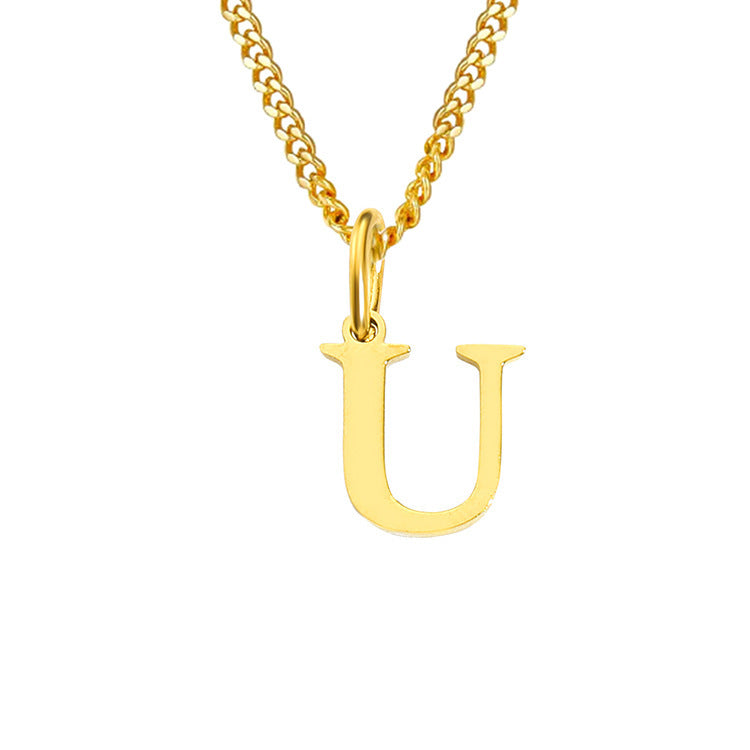Colar de Aço Inoxidável com 26 Letras (Banhado a Ouro 14K)