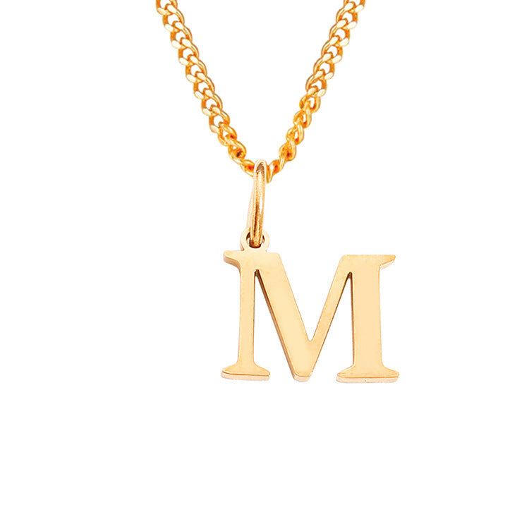 Colar de Aço Inoxidável com 26 Letras (Banhado a Ouro 14K)