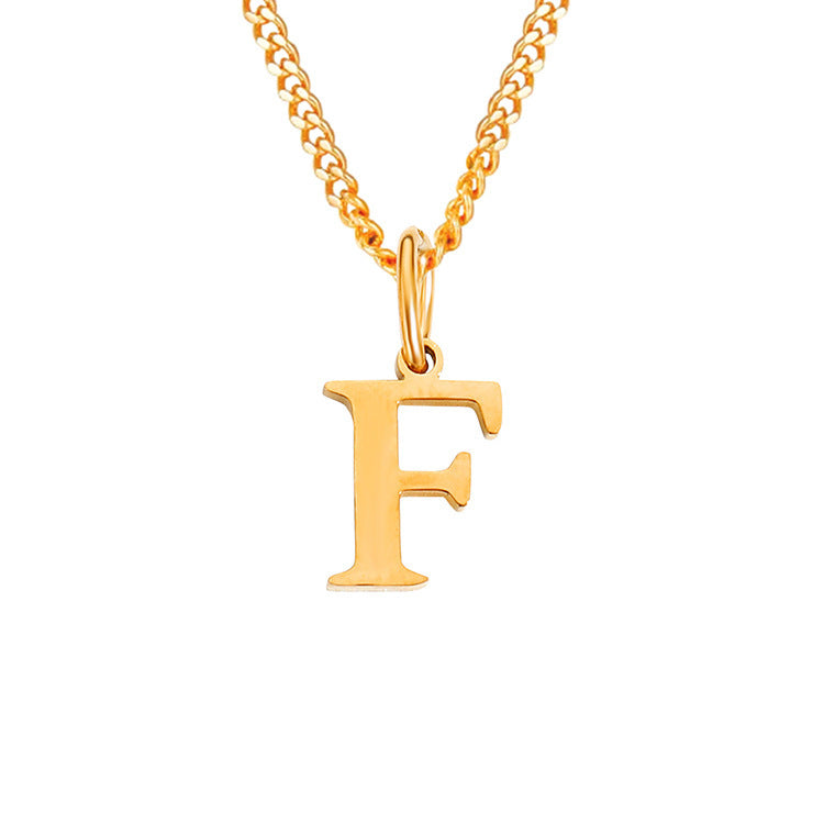 Colar de Aço Inoxidável com 26 Letras (Banhado a Ouro 14K)