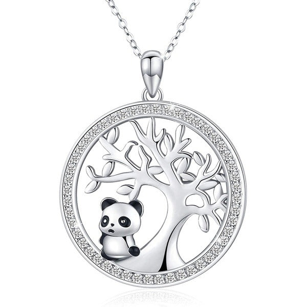 Colar com Pingente de Panda em Prata 925 e Cristal
